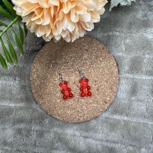 Red Gummy Bear Dangle Earrings